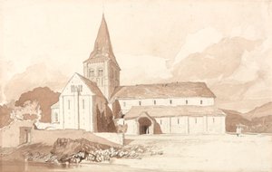 Notre Dame na wodzie, Domfront, Normandia autorstwa John Sell Cotman