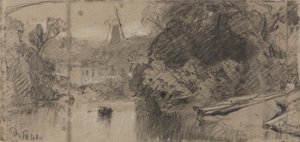 Krajobraz rzeczny, prawdopodobnie w pobliżu Thorpe, Norfolk autorstwa John Sell Cotman
