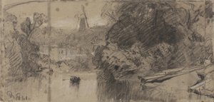 Krajobraz rzeczny, prawdopodobnie w pobliżu Thorpe, Norfolk autorstwa John Sell Cotman