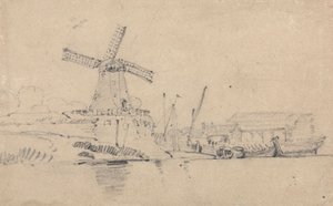 Rzeka i wiatrak autorstwa John Sell Cotman