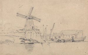 Rzeka i wiatrak autorstwa John Sell Cotman