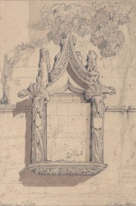 Rzeźba na domu po północnej stronie katedry w Bayeux autorstwa John Sell Cotman