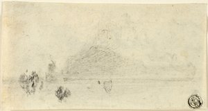 Szkic Mont Saint Michel (recto); Budynki obok wody (verso) autorstwa John Sell Cotman