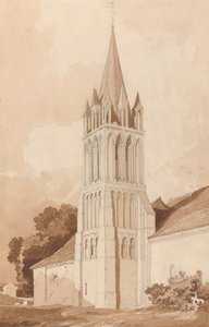 Południowo-wschodni widok kościoła Ifs, niedaleko Caen, Normandia autorstwa John Sell Cotman