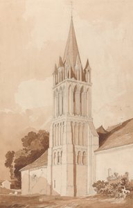 Południowo-wschodni widok na kościół Ifs w pobliżu Caen w Normandii autorstwa John Sell Cotman