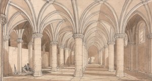 Sala baronów, Mont Saint Michel autorstwa John Sell Cotman