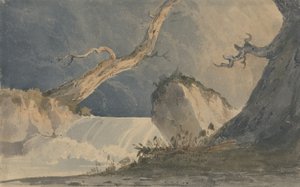 Wodospad w opuszczonym krajobrazie (akwarela na papierze) autorstwa John Sell Cotman