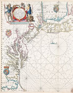 Mapa wybrzeży morskich Nowej Anglii, New Jersey, Wirginii, Maryland i Karoliny od Cape Cod do Cape Hatteras
