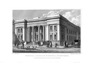 General Lying-in Hospital, York Road, Lambeth, Londyn, 1830.