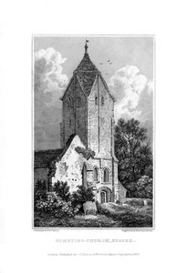 Sompting Church, Sussex, 1829. autorstwa John Shury