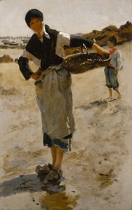 Bretonka z koszem, szkic dla Ostrygowych Zbieraczy z Cancale autorstwa John Singer Sargent