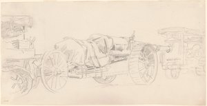 Przyczepy armatnie, Francja, 1918. autorstwa John Singer Sargent
