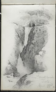 Wielka Kaskada, Tivoli, Włochy, 22.04.1869 (grafit na papierze tkanym w kolorze złamanej bieli) autorstwa John Singer Sargent