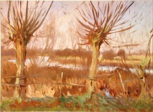 Pejzaż z drzewami, Calcot-nad Tamizą, ok.1888 (olej na płótnie) autorstwa John Singer Sargent