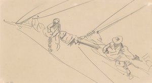 Mężczyźni na drzewcu, ok. 1876 (grafit na tkanym papierze) autorstwa John Singer Sargent