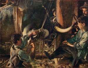 Podkuwanie wołu, c1910 autorstwa John Singer Sargent