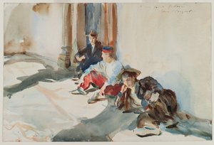 Hiszpańscy żołnierze, c.1902-03 (wc na papierze) autorstwa John Singer Sargent