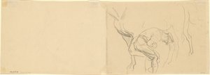 Studium do „Podkuwanie koni kalwaryjskich z przodu” [verso] autorstwa John Singer Sargent