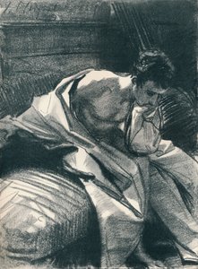 Studium młodego mężczyzny siedzącego, 1895, 1896 autorstwa John Singer Sargent