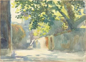 Oświetlona słońcem ściana pod drzewem, ok. 1930 r. 1913. autorstwa John Singer Sargent