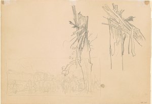 Dwa roztrzaskane drzewa i Studium drogi [verso], 1918. autorstwa John Singer Sargent