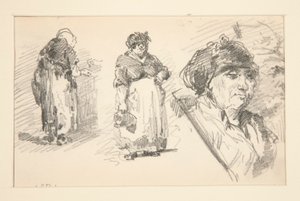 Dwie stojące postacie i jedna głowa autorstwa John Singer Sargent