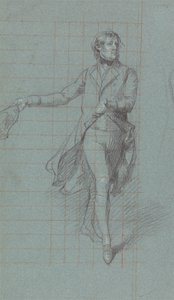Kapitan W. Fairfax, studium postaci do obrazu Zwycięstwo Lorda Duncana (czarna kreda, podkreślona bielą na niebieskim papierze) autorstwa John Singleton Copley
