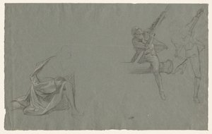 Studium draperii; Dwie postacie ciągnące słup autorstwa John Singleton Copley