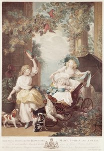 Księżniczki Maria (1776-1857), Zofia (1777-1848) i Amelia (1783-1810), córki Jerzego III, grawerowane przez Francesco Bartolozziego (1727-1815) (rycina mezzotinta) autorstwa John Singleton Copley