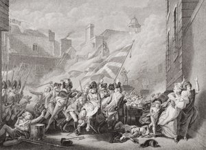 Śmierć majora Peirsona w St. Helier, odbierając Jersey Francuzom, 8 stycznia 1781 r., z „Illustrations of English and Scottish History” Tom II autorstwa John Singleton Copley