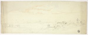 Panoramiczny widok na nadmorskie miasto autorstwa John Skinner Prout