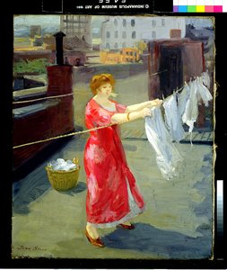 Czerwone kimono na dachu autorstwa John French Sloan