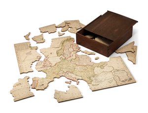 Europa podzielona na swoje królestwa, ok. 1766 (ręcznie kolorowana grawerowana blacha osadzona na drewnie)