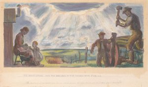 The Homestead and the Building of the Barbed Wire Fences (Mural Study for Interior Building, General Land Office, Washington, D.C.) autorstwa John Steuart Curry