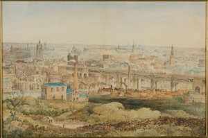 Newcastle upon Tyne z Windmill Hills, Gateshead, 1887 (ołówek i toaleta na papierze)