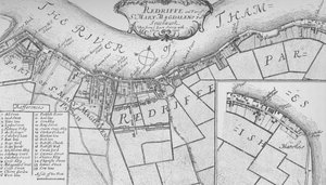 Plan Rotherhithe, 1755, 1912. Artyści: Nieznany, John Stow. autorstwa John Stow
