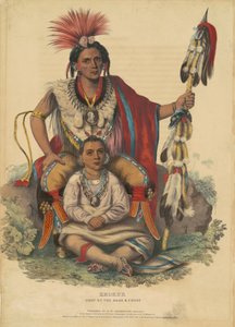 Keokuk, szef worków i lisów, 1838 (ręcznie kolorowana litografia na papierze tkanym)