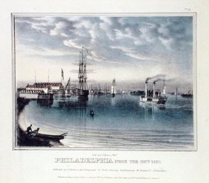 Filadelfia z Navy Yard, ok. 1840 (kolor lito)