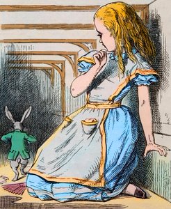 Alicja i Biały Królik. Ilustracja Johna Tenniela z pierwszego wydania „Alicji w Krainie Czarów” Lewisa Carrolla, 1865 – Ilustracja do bajki „Alicja w Krainie Czarów” Lewisa Carrolla (Charles Lutwidge Dodgson autorstwa John Tenniel