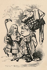 Alicja niosąca bociana i rozmawiająca z księżną, 1889 autorstwa John Tenniel
