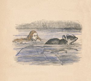 Alicja pływająca z myszką w basenie, 1889 autorstwa John Tenniel