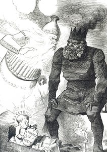 Kreskówka komentująca niemowlęctwo elektryczności autorstwa John Tenniel