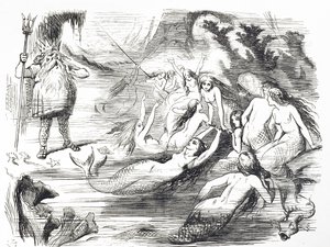 Karykatura komentująca drugą próbę ułożenia Atlantic Telegraph Cable autorstwa John Tenniel