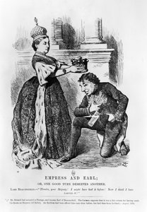 Cesarzowa i hrabia, czyli jeden dobry obrót zasługuje na inny, z „Punch or the London Charivari”, sierpień 1876 (rycina) (zdjęcie czarno-białe) autorstwa John Tenniel