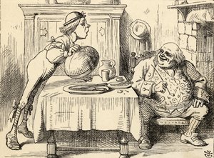 Ojciec William po zjedzeniu gęsi, z „Przygód Alicji w krainie czarów” Lewisa Carrolla, opublikowanej w 1891 r. (lito) autorstwa John Tenniel