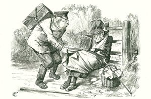Niemcy odbierają Wielkiej Brytanii pozycję światowego lidera w handlu i produkcji. Karykatura Johna Tenniela z Punch, 5 września 1896. autorstwa John Tenniel