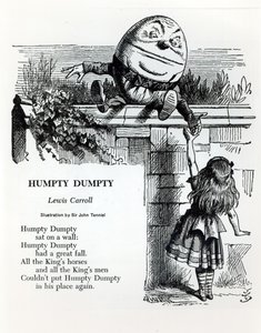 Humpty Dumpty, ilustracja do rymowanki Lewisa Carrolla (1832-98) autorstwa John Tenniel