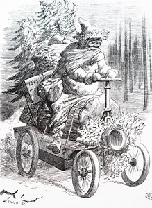 Santa wyścigi po śniegu. John Tenniel (1820-1914), angielski ilustrator, humorysta graficzny i rysownik polityczny autorstwa John Tenniel