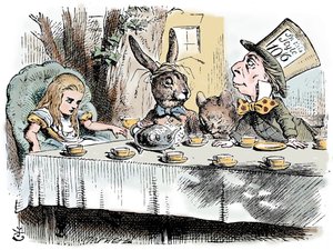 Scena z Alicji w Krainie Czarów Lewisa Carrolla, 1865 autorstwa John Tenniel
