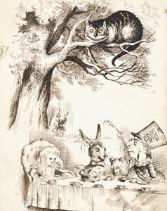 Scena z Herbatki Szalonego Kapelusznika, c.1865 autorstwa John Tenniel